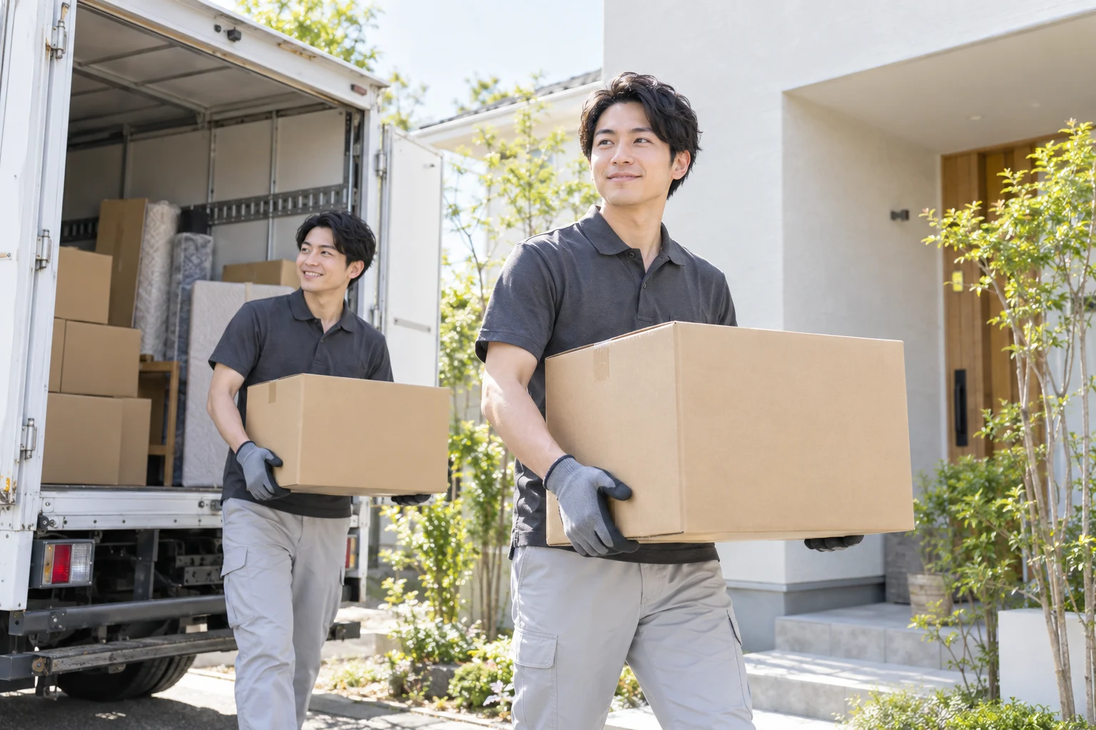 引越スタッフがトラックへ段ボールを積み込むイメージ